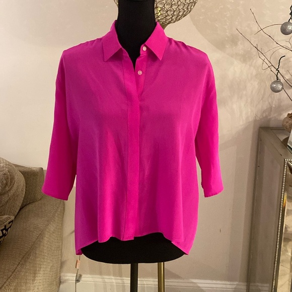 Amanda Uprichard silk fuchsia blouse size P - Picture 1 of 5
